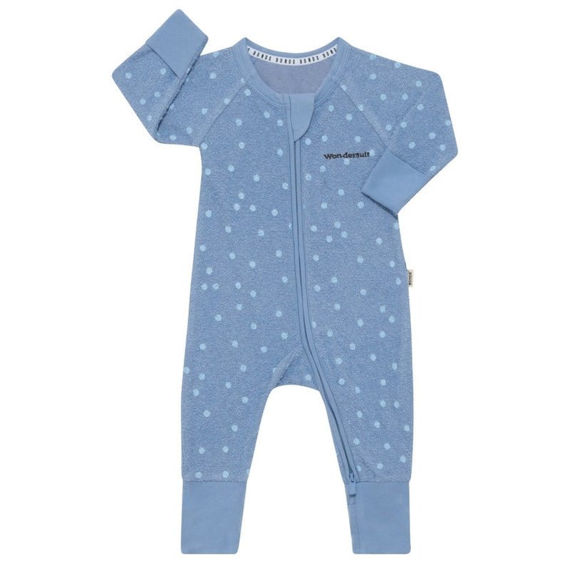 BONDS Poodlette Zip Wondersuit Ditsy Dots Blue