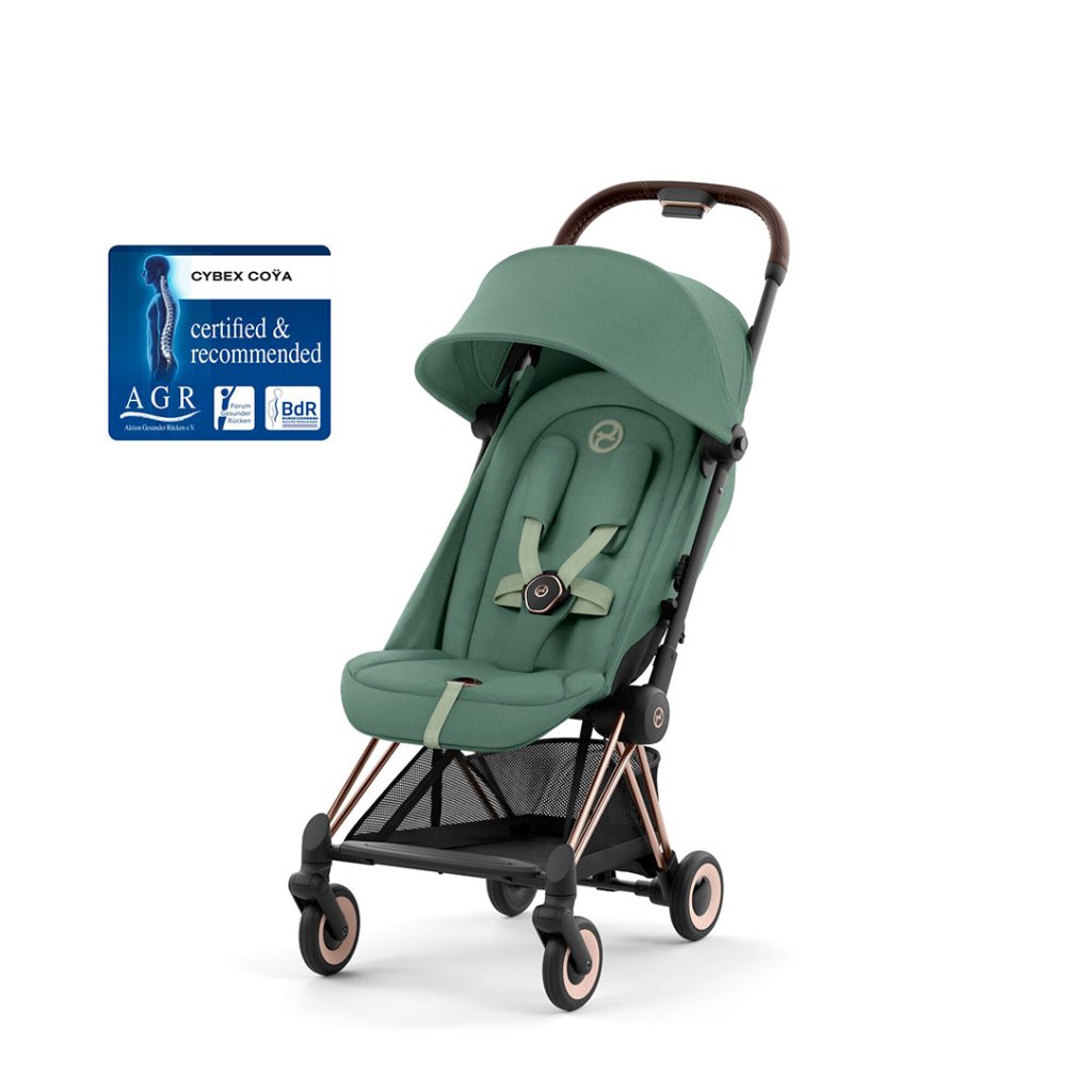 cybex coya leaf green CYBEX COYA Ultra-compact Pushchair with Rose Gold Frame