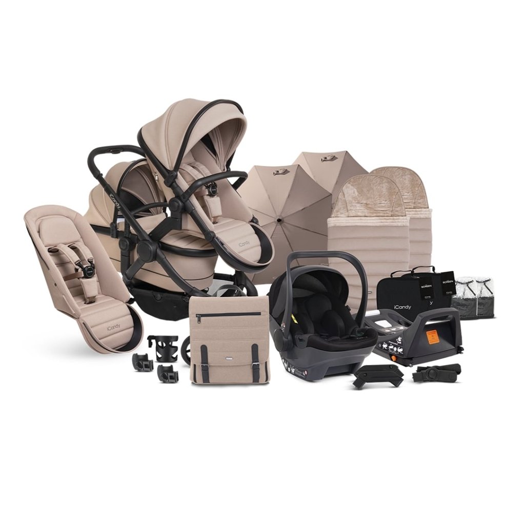 icandy peach double stroller ICANDY Peach 7 Double Pushchair and Carrycot Complete Bundle Set