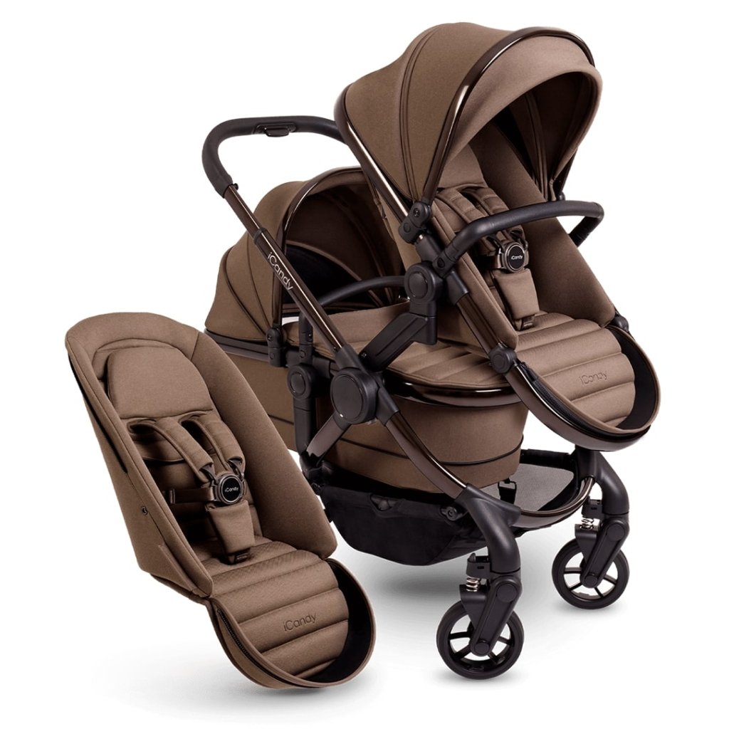 icandy double stroller ICANDY Peach 7 Double with Black Cocoon Car Seat & Base