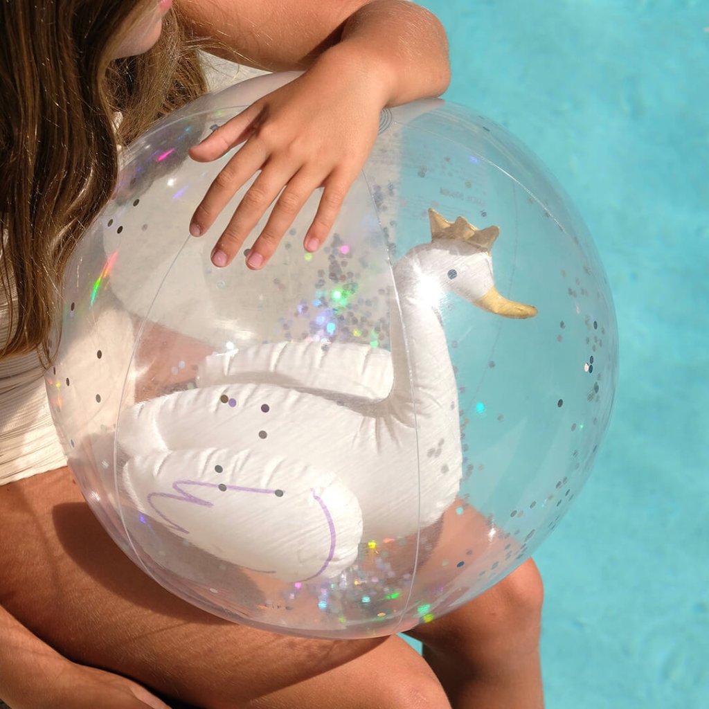 Bambinista-SUNNYLIFE--SUNNYLIFE 3D Inflatable Beach Ball Princess Swan Multi