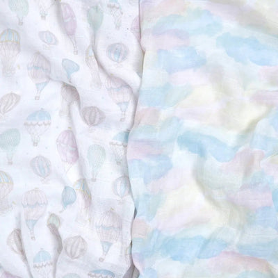 Bambinista-ADEN + ANAIS-Blankets-ADEN + ANAIS Large Swaddles 2 Pack Cotton Above the Clouds