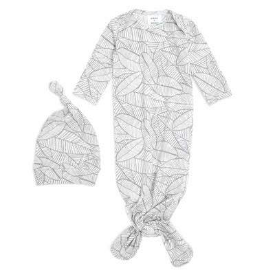 Bambinista-ADEN + ANAIS-Gifts-Comfort Knit™ Newborn Gift Set Knotted Gown + Infant Hat Zebra Plant