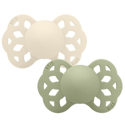 Bambinista-BIBS-Accessories-Infinity 2 PACK Ivory/Sage - Anatomical - Silicone