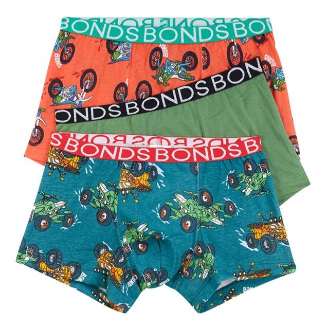 BONDS Boys 3 Pack Trunk Underwear - ATV Action – Bambinista