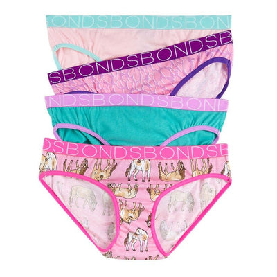 Bambinista-BONDS-Bottoms-BONDS Girls 4 Pack Bikini Underwear - Blind Blossom Ponies