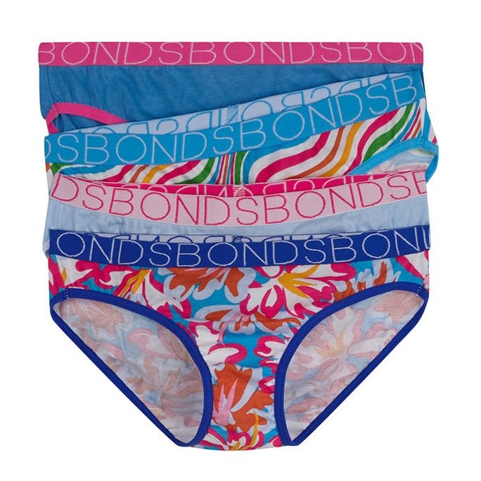 BONDS Girls 4 Pack Bikini Underwear - Chill Out Floral