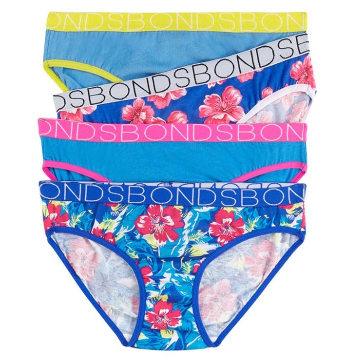 BONDS Girls 4 Pack Bikini Underwear - Hawaiian Haze