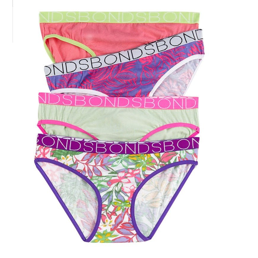 BONDS Girls 4 Pack Bikini Underwear - Strawberrylicious