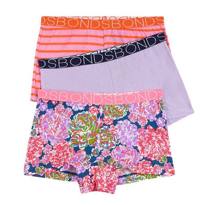 Bambinista-BONDS-Bottoms-BONDS Girls Pink Multi 3 Pack Shortie Underwear - Hawaiian Haze