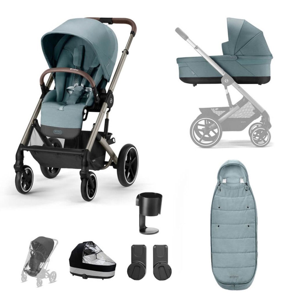 cybex balios s sky blue CYBEX BALIOS S Travel System Essential Bundle with Gold Footmuff