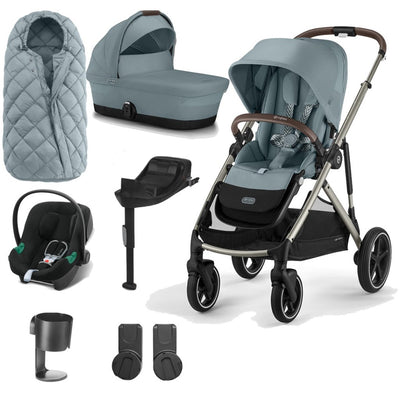 Bambinista-CYBEX-Travel-CYBEX Gazelle S Travel System (7 Piece) Comfort Bundle With Snogga and ATON B2 I-SIZE - Sky Blue (2023 New Generation)