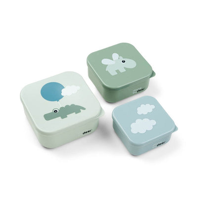 Bambinista-DONE BY DEER-Tableware-DONE BY DEER Snack Box Set 3 Pcs Happy Clouds Green