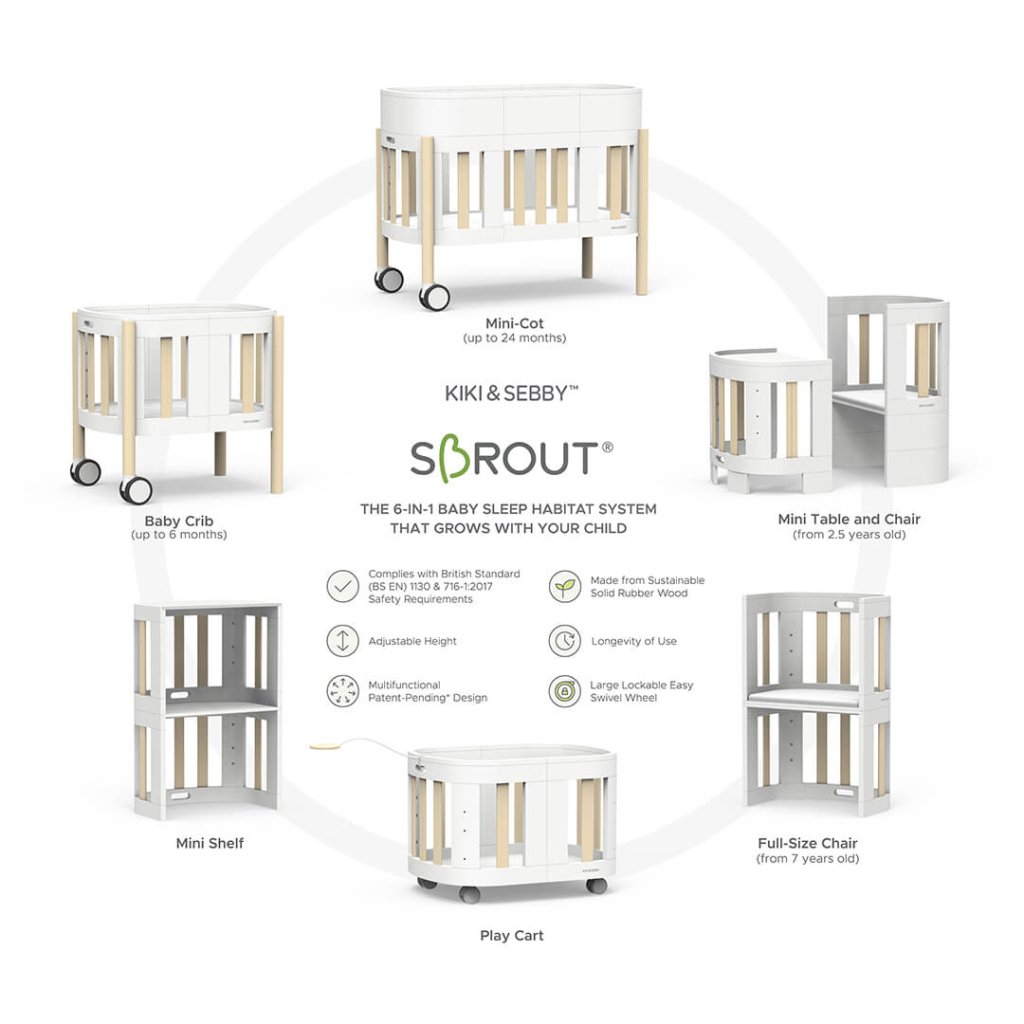 Bambinista-KIKI & SEBBY-Home-KIKI & SEBBY SBROUT 6-in-1 Multifunctional Crib & Cot Set