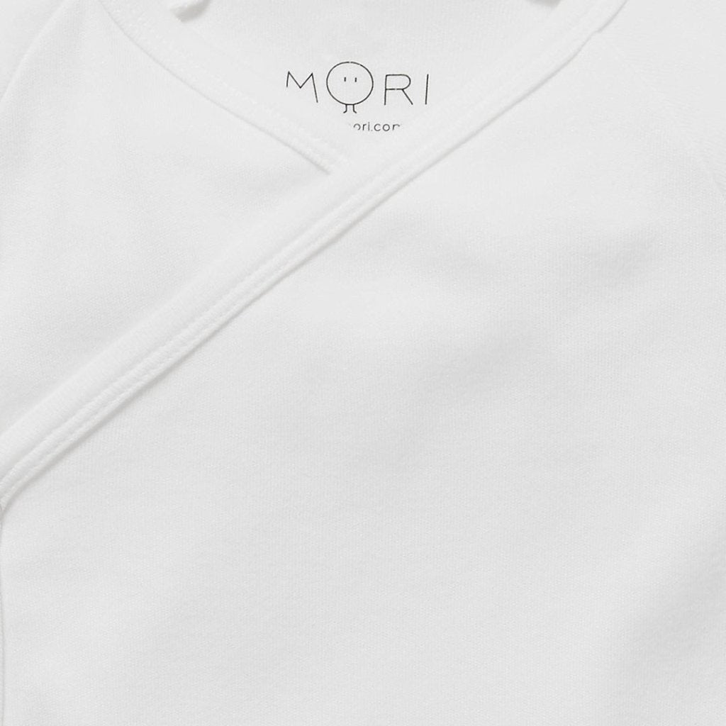 Bambinista-MORI-Pyjamas-MORI Long Sleeve Kimono Bodysuit - White