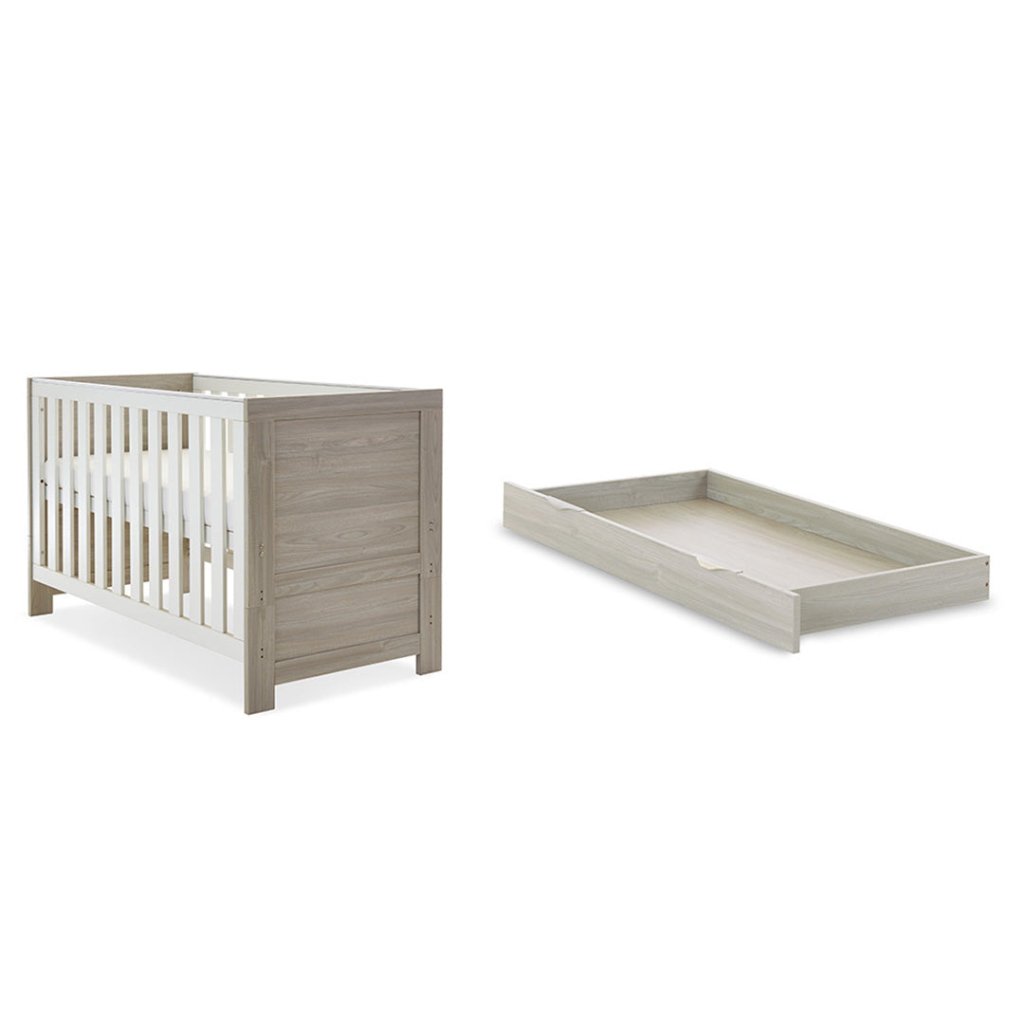 OBABY Nika Cot Bed Under Drawer Grey Wash White – Bambinista