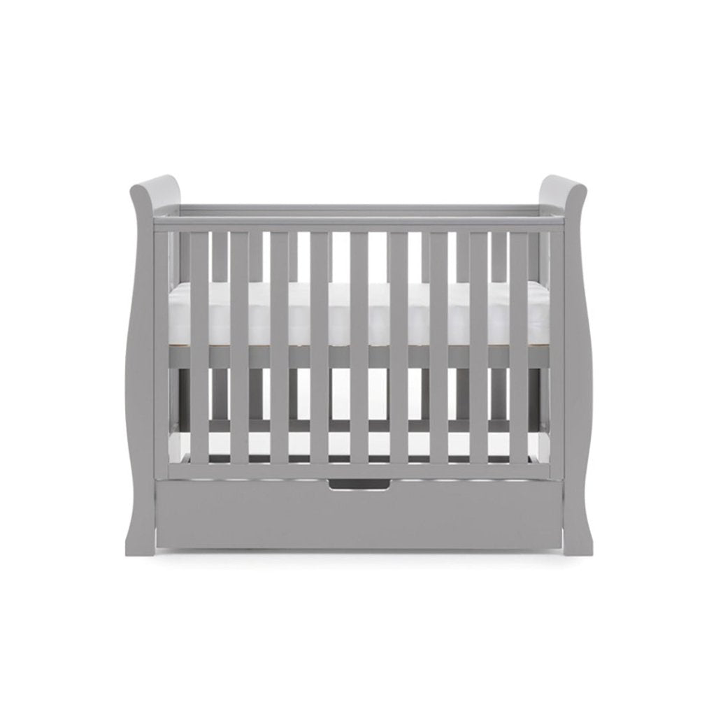 OBABY Stamford Space Saver Cot Sprung Mattress Warm Grey