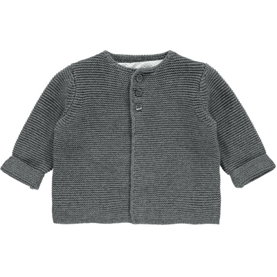 Bambinista-THE LITTLE TAILOR-Tops-The Little Tailor Cotton Knitted Cardigan - Charcoal