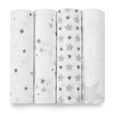 Bambinista-ADEN + ANAIS-Blankets-ADEN + ANAIS Cotton Muslin Swaddles 4 pack - Twinkle