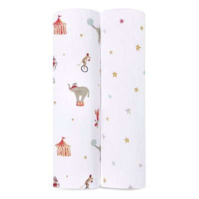 Bambinista-ADEN + ANAIS-Blankets-ADEN + ANAIS Essential Muslin 2 Pack Swaddle Blanket - Elephant Circus