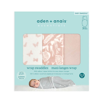 Bambinista-ADEN + ANAIS-Blankets-ADEN + ANAIS Essentials Easy Swaddle Wrap 1.5tog 3pk - Garden Velboa