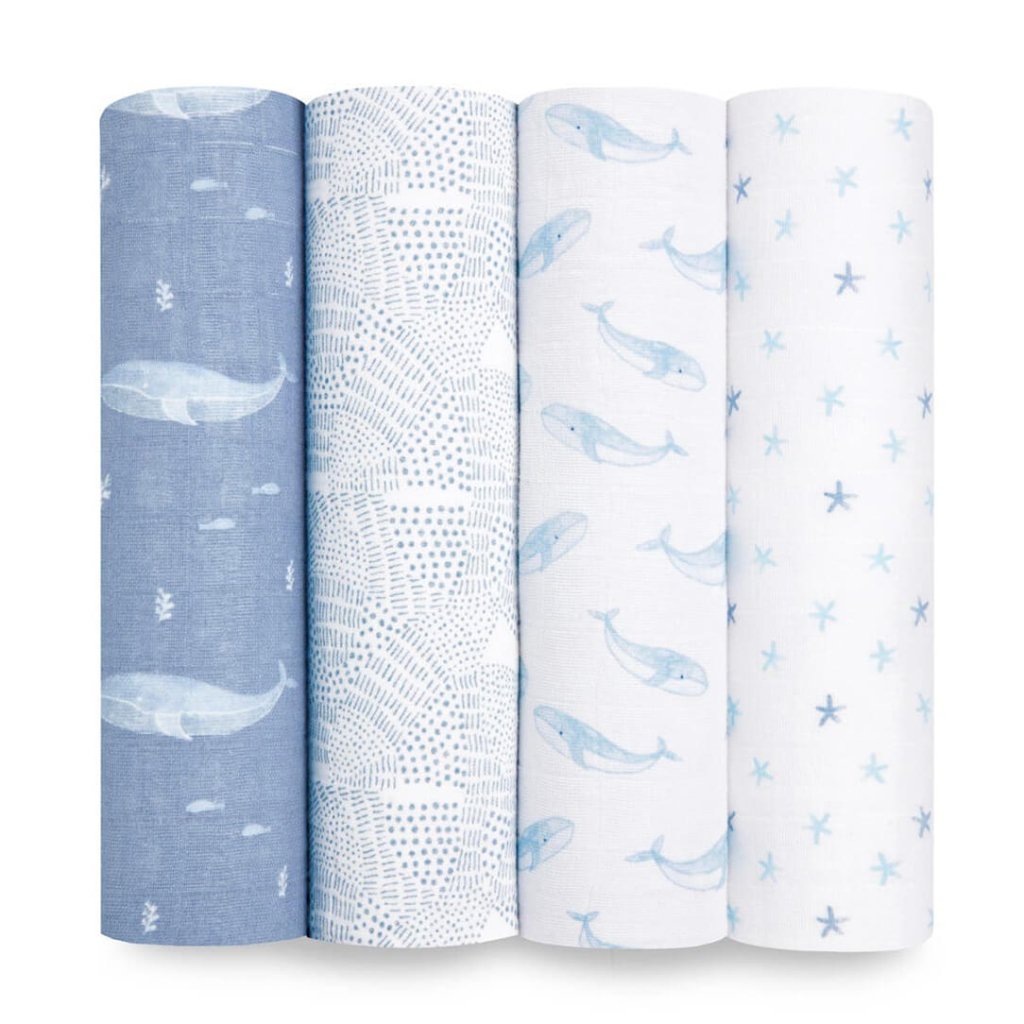 Bambinista-ADEN + ANAIS-Blankets-ADEN + ANAIS Muslin Squares - Muslin Swaddles - Oceanic - 4 Pack