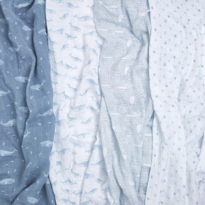 Bambinista-ADEN + ANAIS-Blankets-ADEN + ANAIS Muslin Squares - Muslin Swaddles - Oceanic - 4 Pack