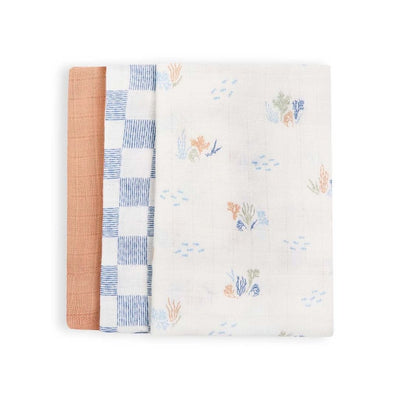 Bambinista - AVERY ROW - Blankets - AVERY ROW Organic Baby Muslin Squares Set of 3 - Coastline