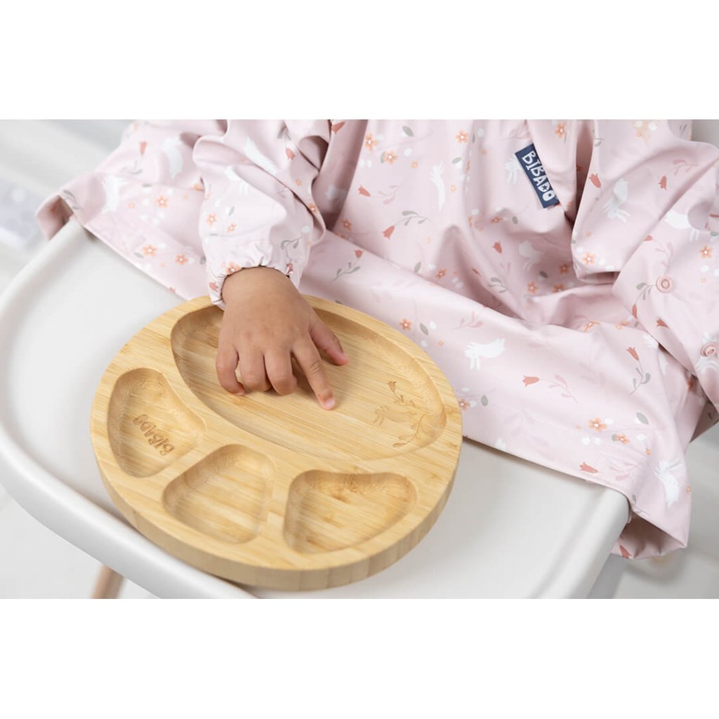 Bambinista - BIBADO - Tableware - Bibado Bamboo Suction Divider Plate - Botanical Bunnies - Pink
