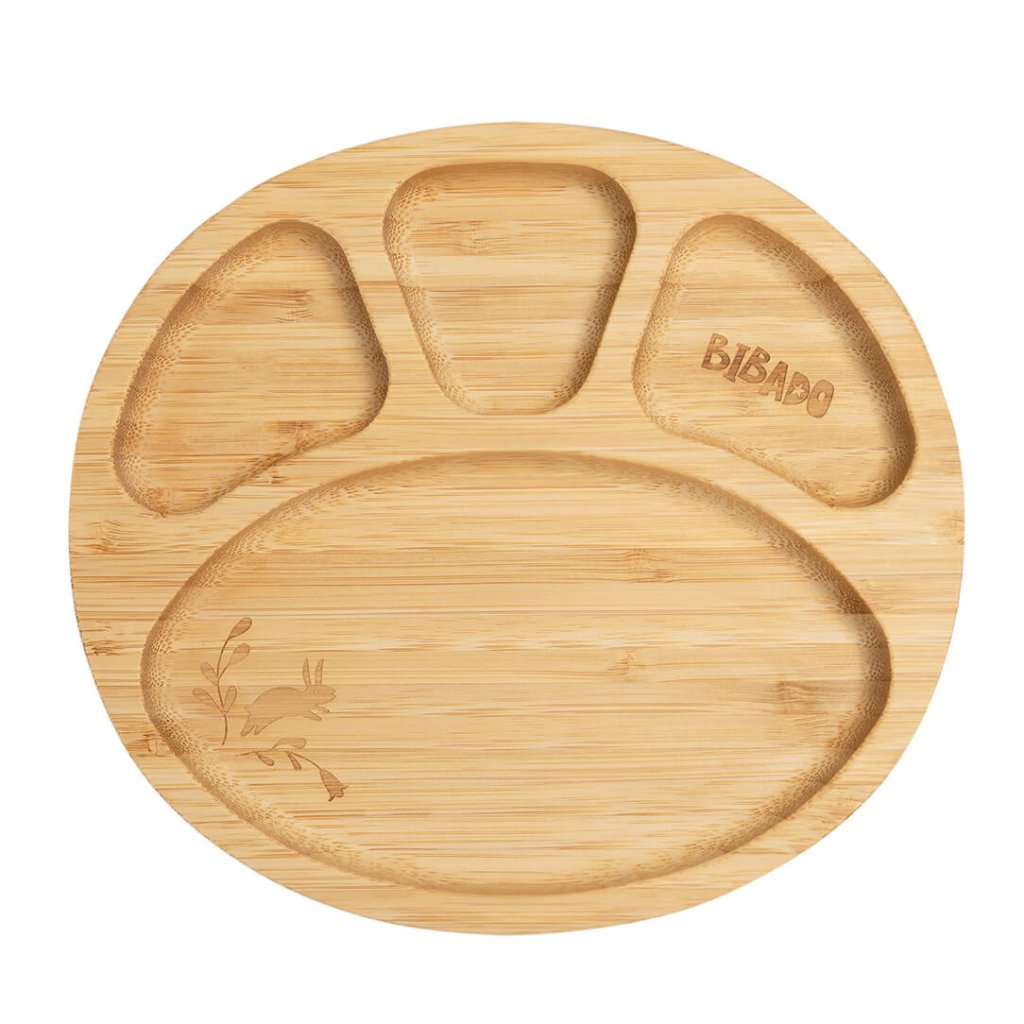 Bambinista - BIBADO - Tableware - Bibado Bamboo Suction Divider Plate - Botanical Bunnies - Pink