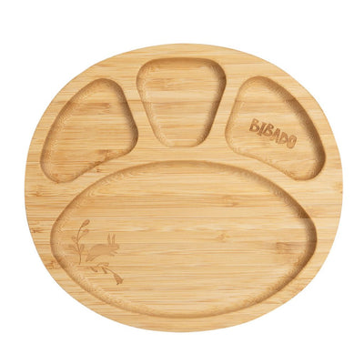 Bambinista - BIBADO - Tableware - Bibado Bamboo Suction Divider Plate - Botanical Bunnies - Pink