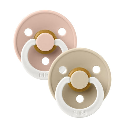 Bambinista-BIBS-Accessories-BIBS Colour 2 Pack GLOW Latex Round Pacifier - Blush / Vanilla