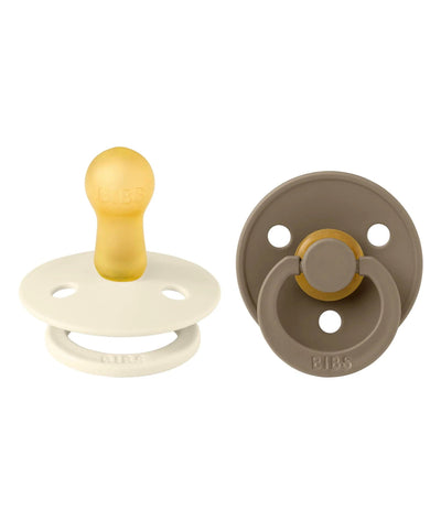 Bambinista-BIBS-Accessories-BIBS Pacifiers / Dummies Colour Round 2 Pack Ivory / Dark Oak - Natural Rubber Latex
