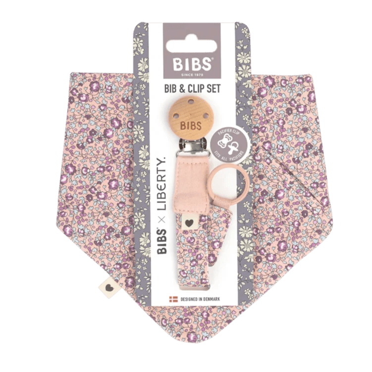 Bambinista-BIBS-Accessories-BIBS X Liberty Bandana Bib & Clip Set Eloise Blush