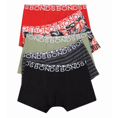 Bambinista-BONDS-Bottoms-BONDS Kids Underwear Boys Trunks 5 Pack - Bahama Palms Night