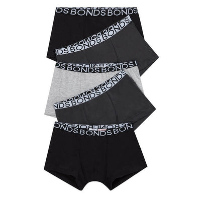 Bambinista-BONDS-Bottoms-BONDS Kids Underwear Boys Trunks 5 Pack - Solid Colour Black