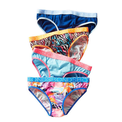 Bambinista-BONDS-Bottoms-BONDS Kids Underwear Girls Bikini Brief 4 Pack - Cool Palm