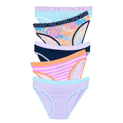 Bambinista-BONDS-Bottoms-BONDS Kids Underwear Girls Bikini Brief 5 Pack - Party Paisley