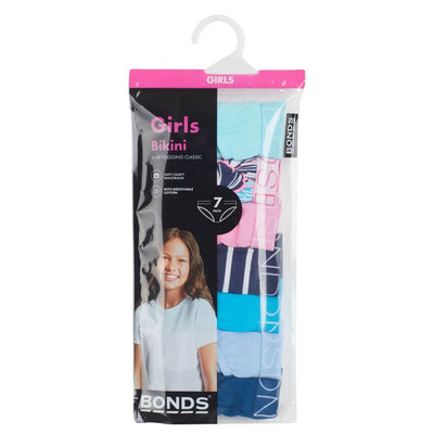 Bambinista-BONDS-Bottoms-BONDS Kids Underwear Girls Bikini Briefs 7 Pack - Pop Palms Blue