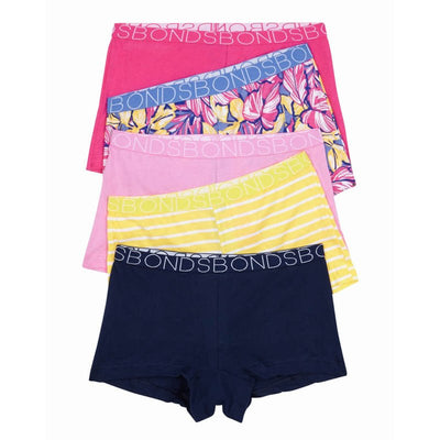 Bambinista-BONDS-Bottoms-BONDS Kids Underwear Girls Shortie 5 Pack - Pop Palms Purple