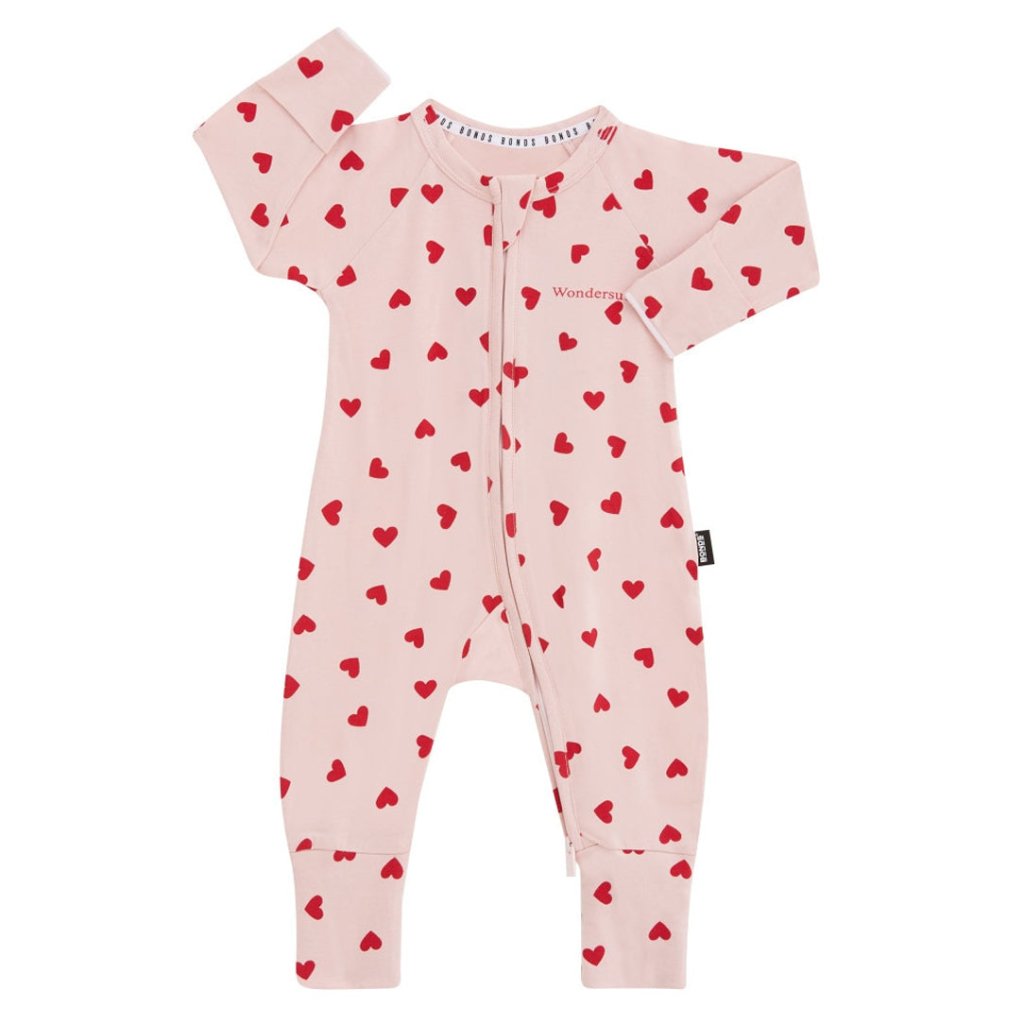 Bambinista - BONDS - BONDS Newbies Organic Cotton Zippy - Love Heart Sparkle