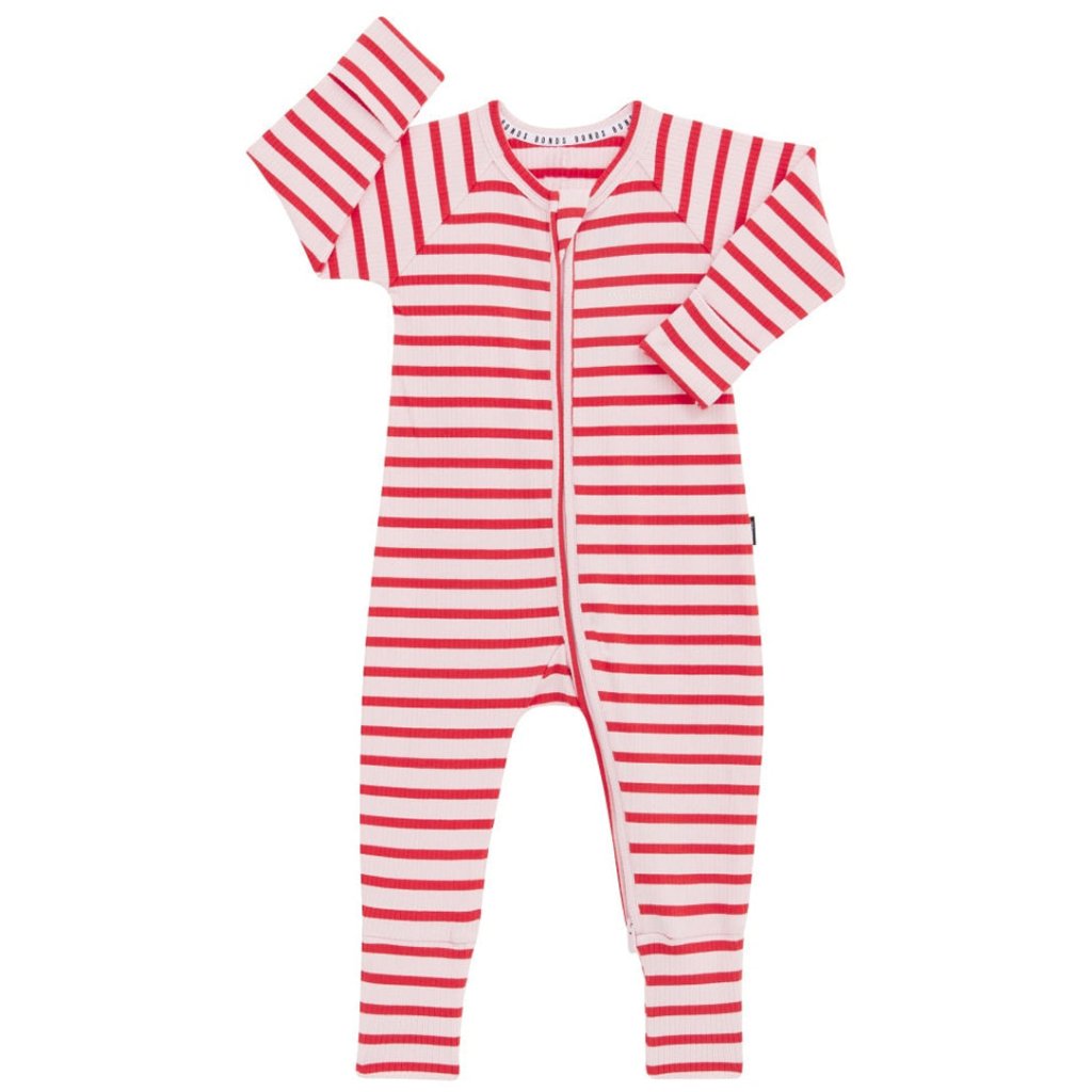 Bambinista - BONDS - BONDS Wide Needle Rib Zippy - Strong Blush/Flamenco Stripe