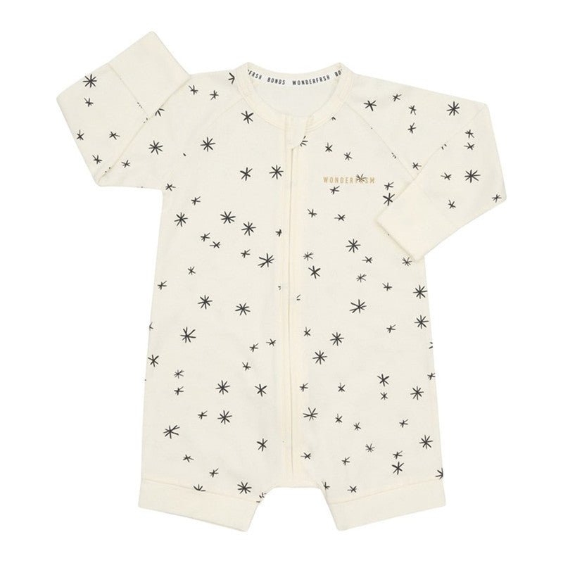 Bambinista - BONDS - Rompers - BONDS Wonderfresh Long Sleeve Shorty Romper - Crayon Star Marscapone