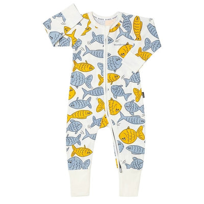 Bambinista - BONDS - Rompers - BONDS Zip Wondersuit - Swim Fishy Swim Seasame Seed