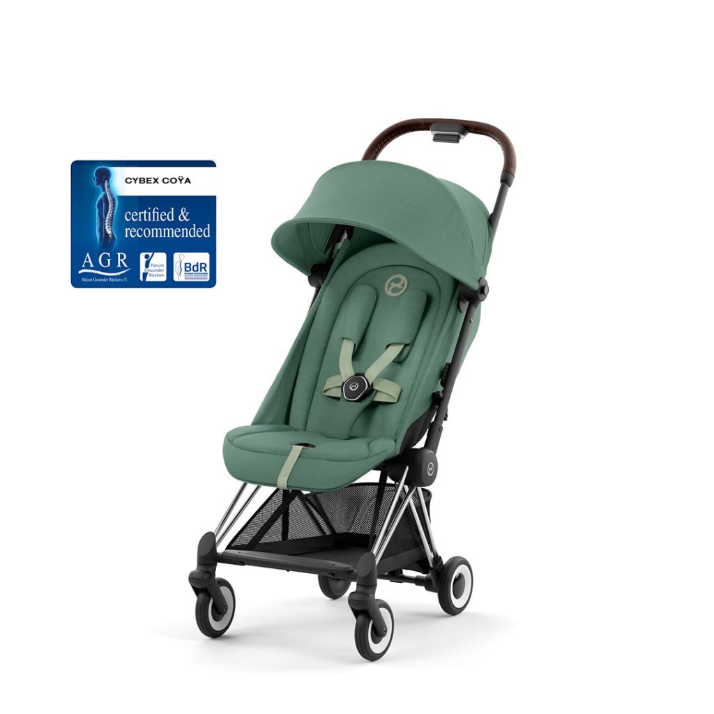 Bambinista - CYBEX - Pushchairs - CYBEX COYA Ultra - compact Pushchair with Chrome Dark Brown Frame - Leaf Green