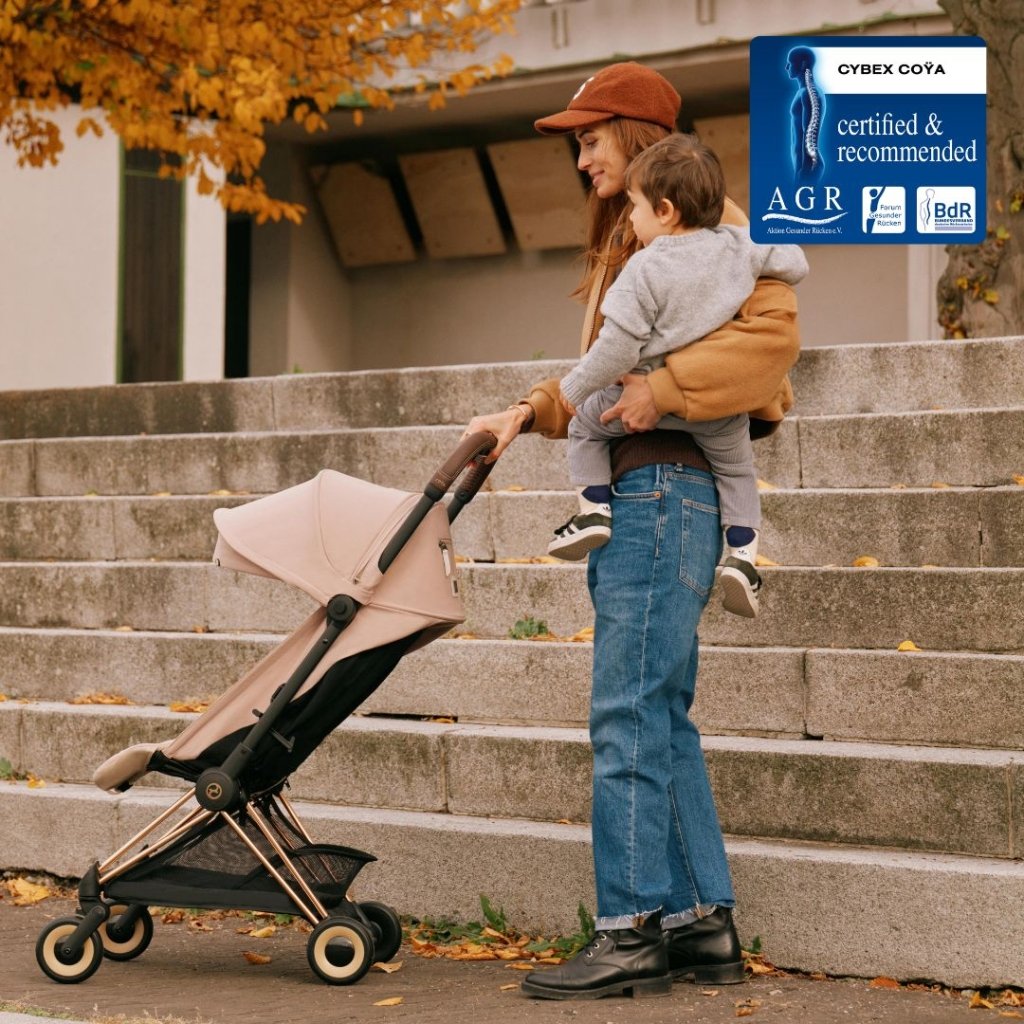 Bambinista - CYBEX - Pushchairs - CYBEX COYA Ultra - compact Pushchair with Chrome Dark Brown Frame - Peach Pink