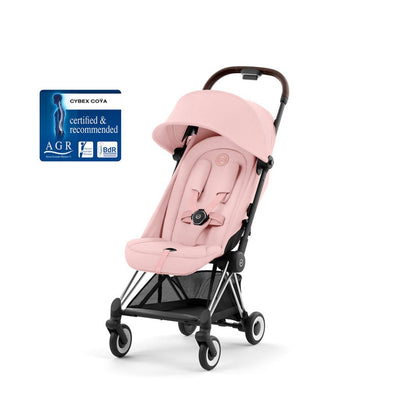 Bambinista - CYBEX - Pushchairs - CYBEX COYA Ultra - compact Pushchair with Chrome Dark Brown Frame - Peach Pink