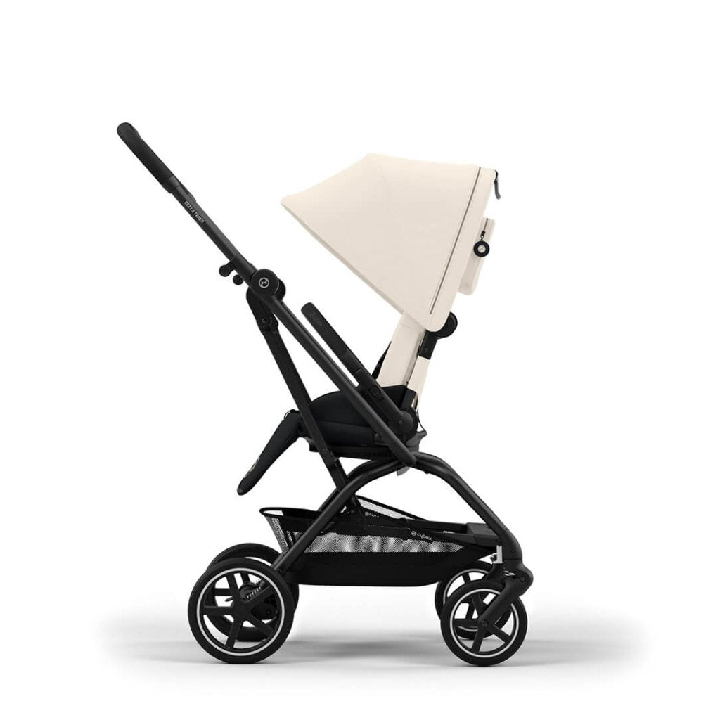 Bambinista-CYBEX-Travel-EEZY S TWIST+ 2 Compact Travel Pushchair With Black Frame - Canvas White