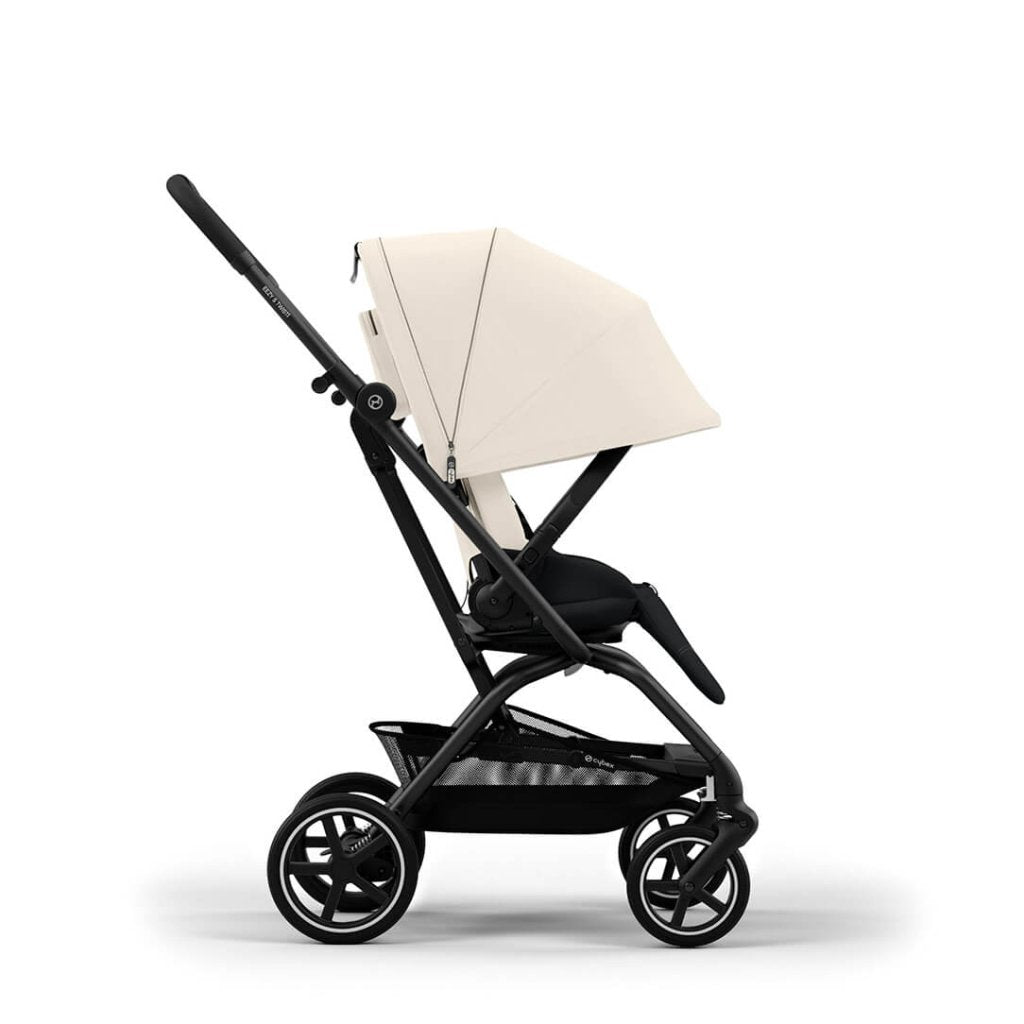 Bambinista-CYBEX-Travel-EEZY S TWIST+ 2 Compact Travel Pushchair With Black Frame - Canvas White