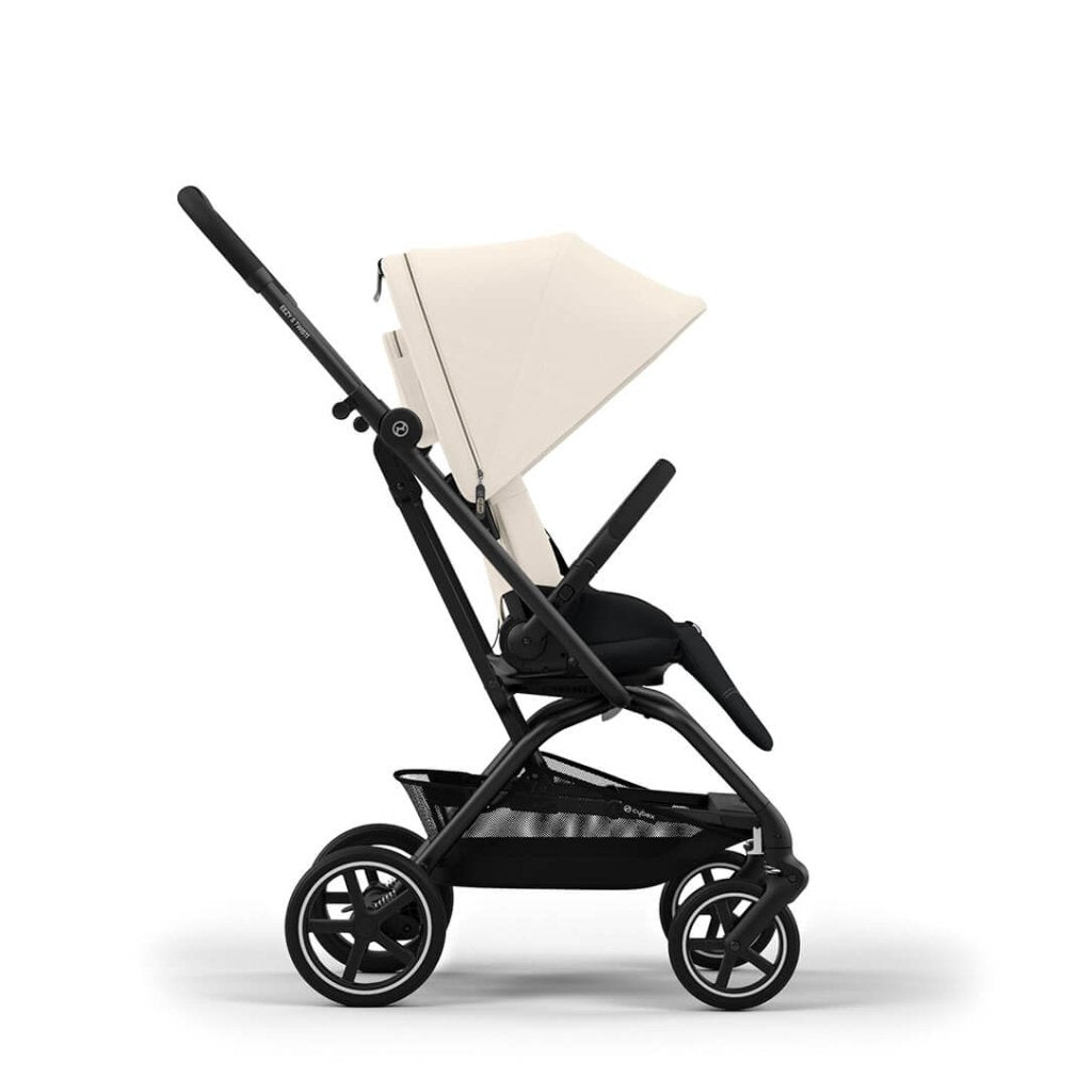 Bambinista-CYBEX-Travel-EEZY S TWIST+ 2 Compact Travel Pushchair With Black Frame - Canvas White